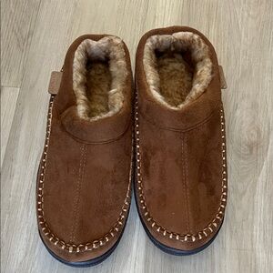 Zigzagger Casual Brown Suede Fleece-Lined Slip-On Slippers Size 8